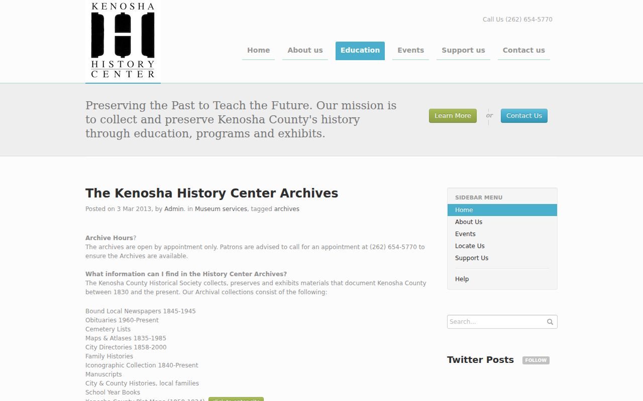 Kenosha city directory History Center archive holdings