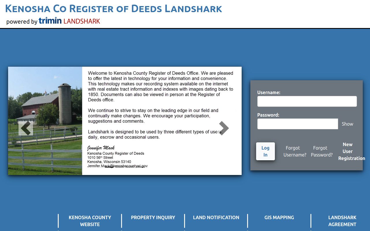 Kenosha residents directory LandShark deed search